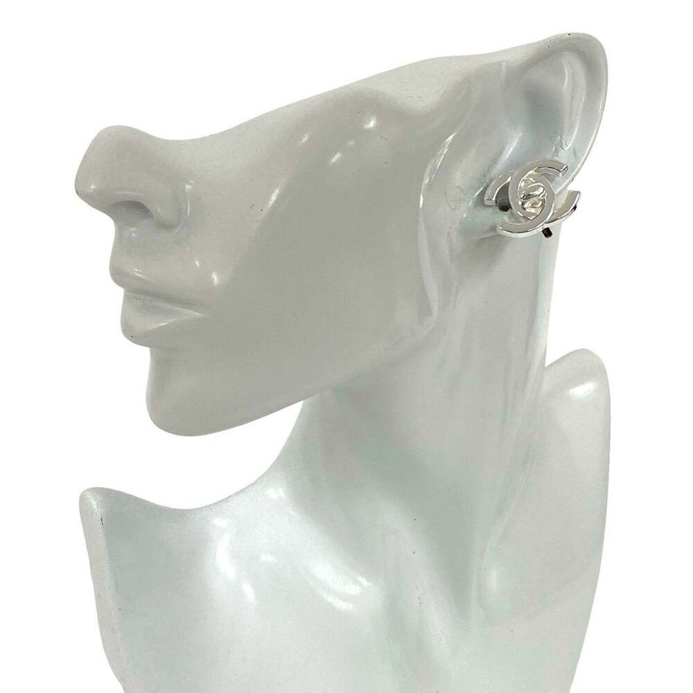 CHANEL Authentic Silver Logo Earrings - Picture 2 of 7